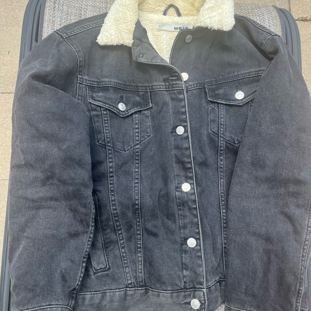 MOTF Black and Cream Jean Jacket with Sherpa Lining